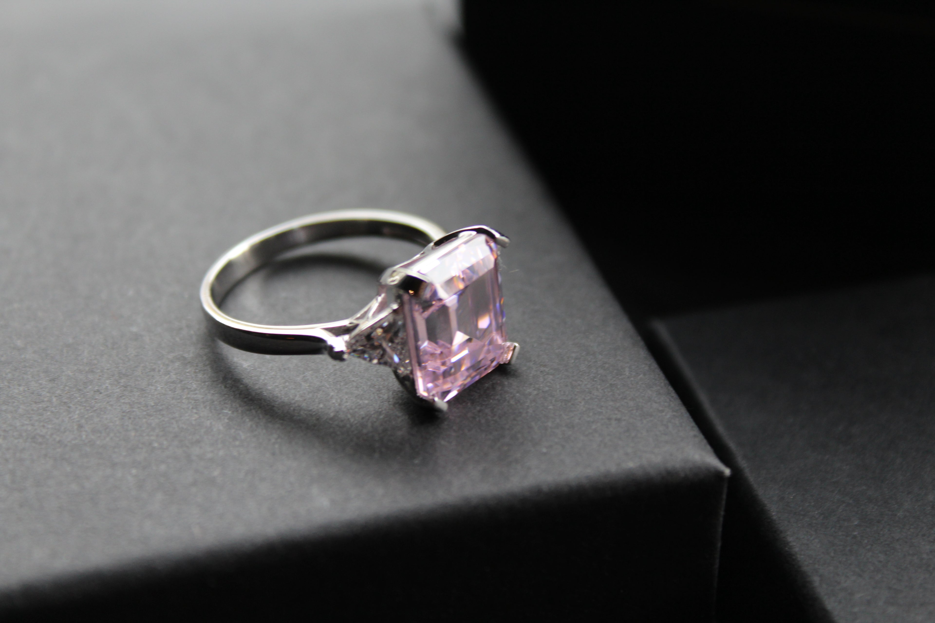 Silver & Pink Diamond CZ Vintage Style Ring