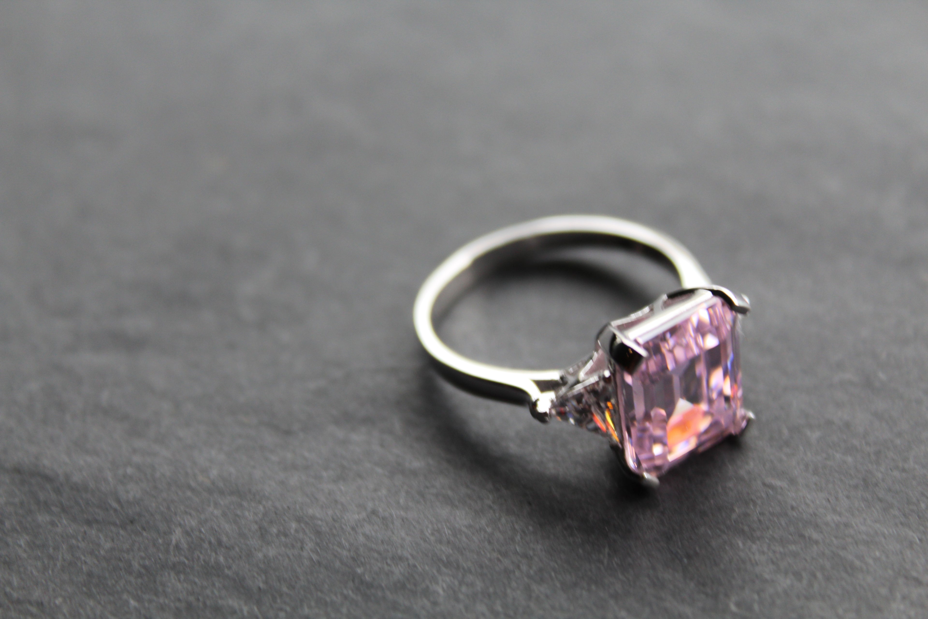 Silver & Pink Diamond CZ Vintage Style Ring