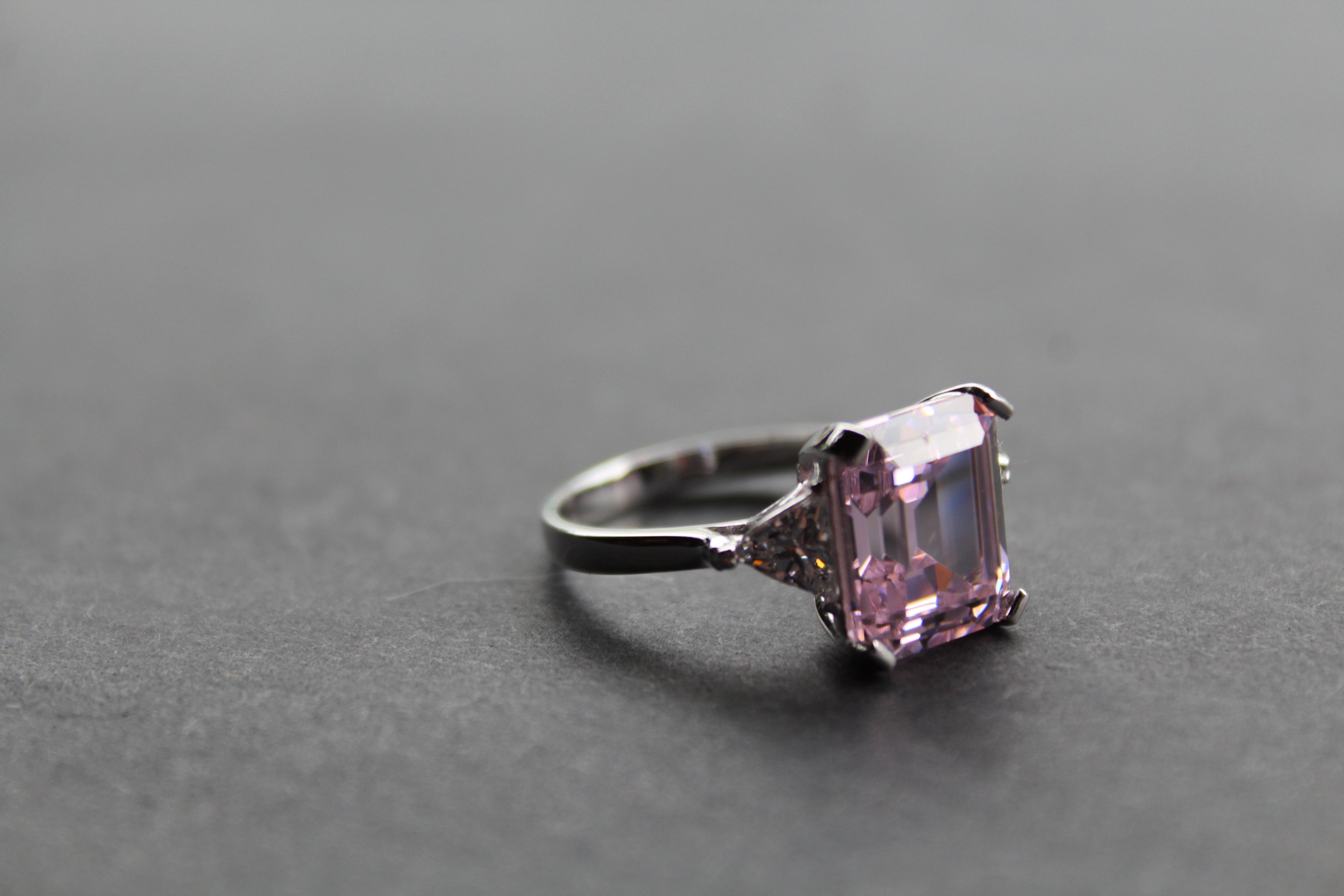 Silver & Pink Diamond CZ Vintage Style Ring