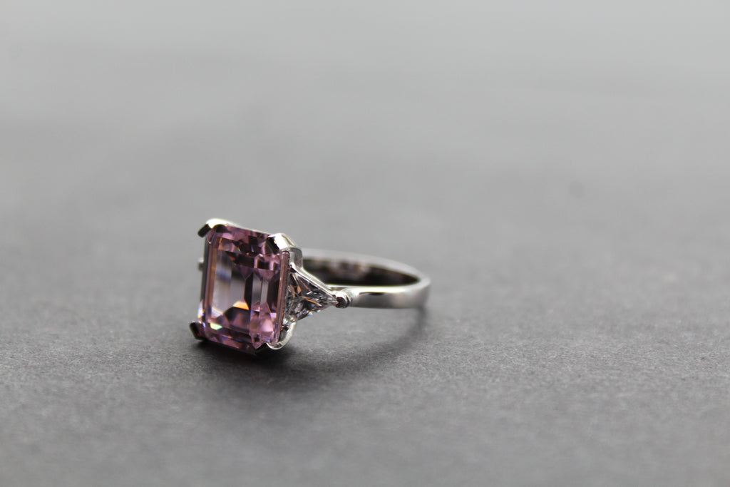 Silver & Pink Diamond CZ Vintage Style Ring