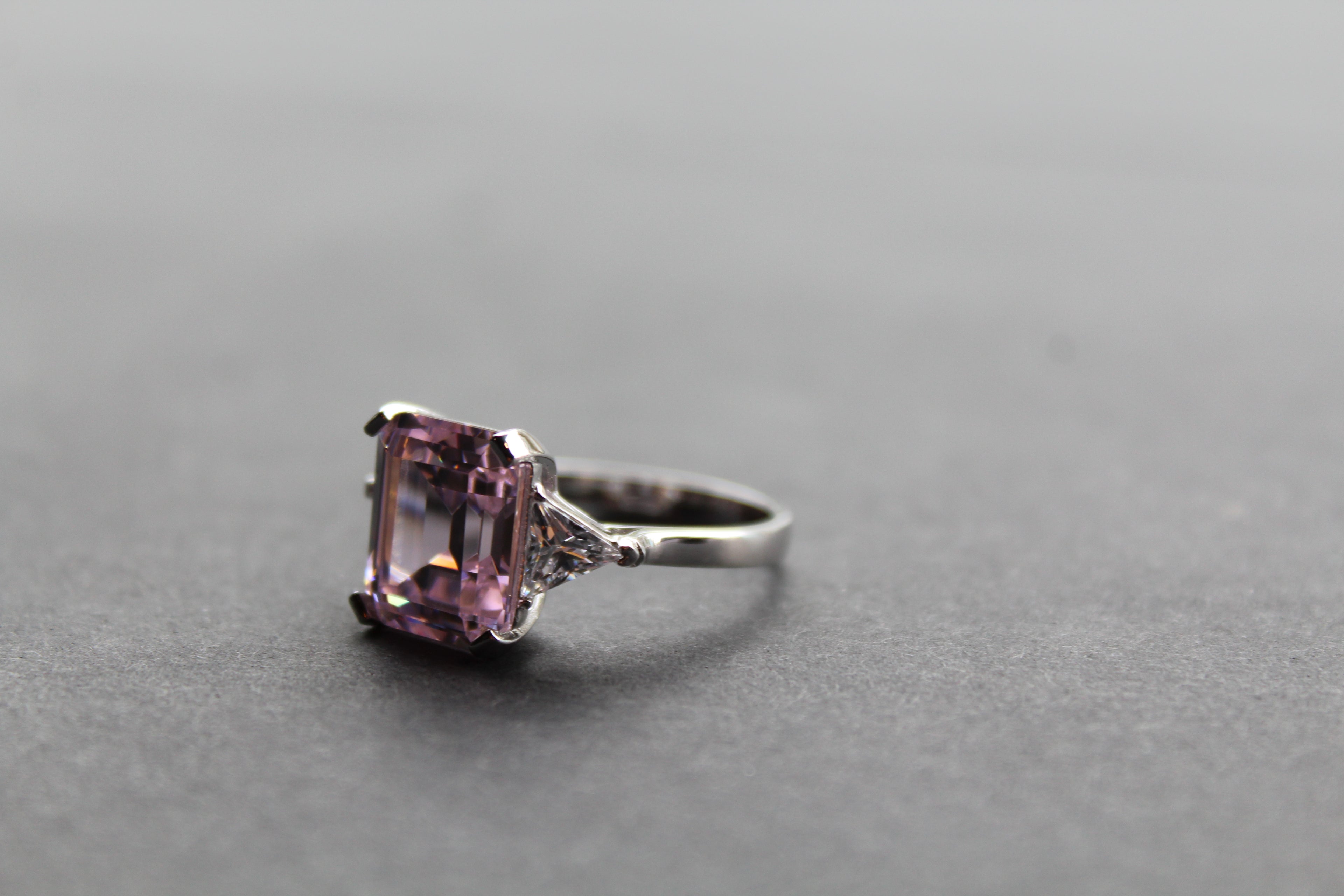 Silver & Pink Diamond CZ Vintage Style Ring