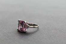 Load image into Gallery viewer, Silver &amp; Pink Diamond CZ Vintage Style Ring
