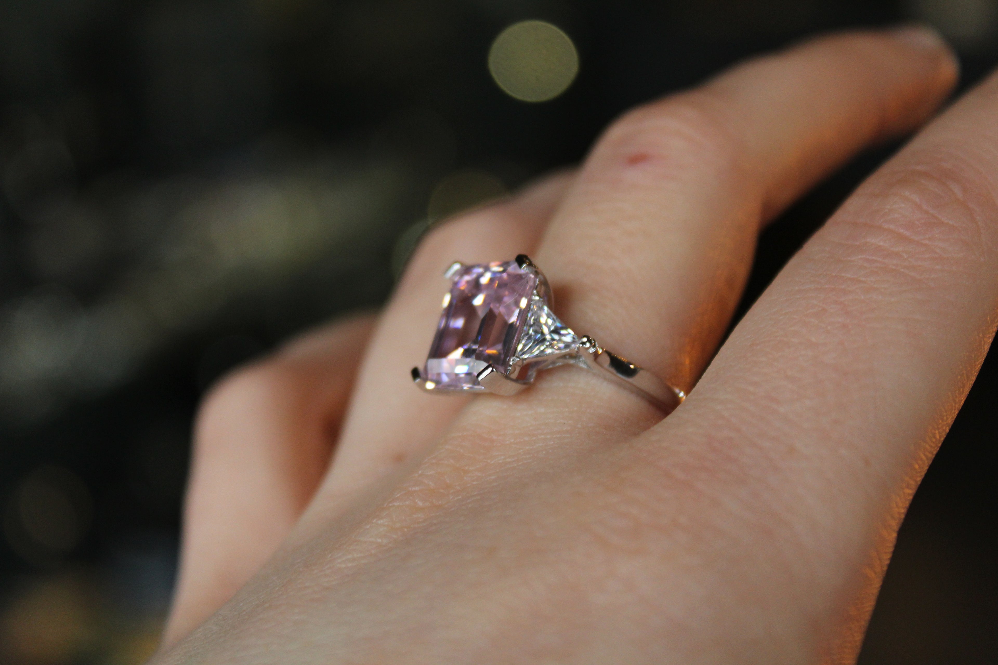 Silver & Pink Diamond CZ Vintage Style Ring