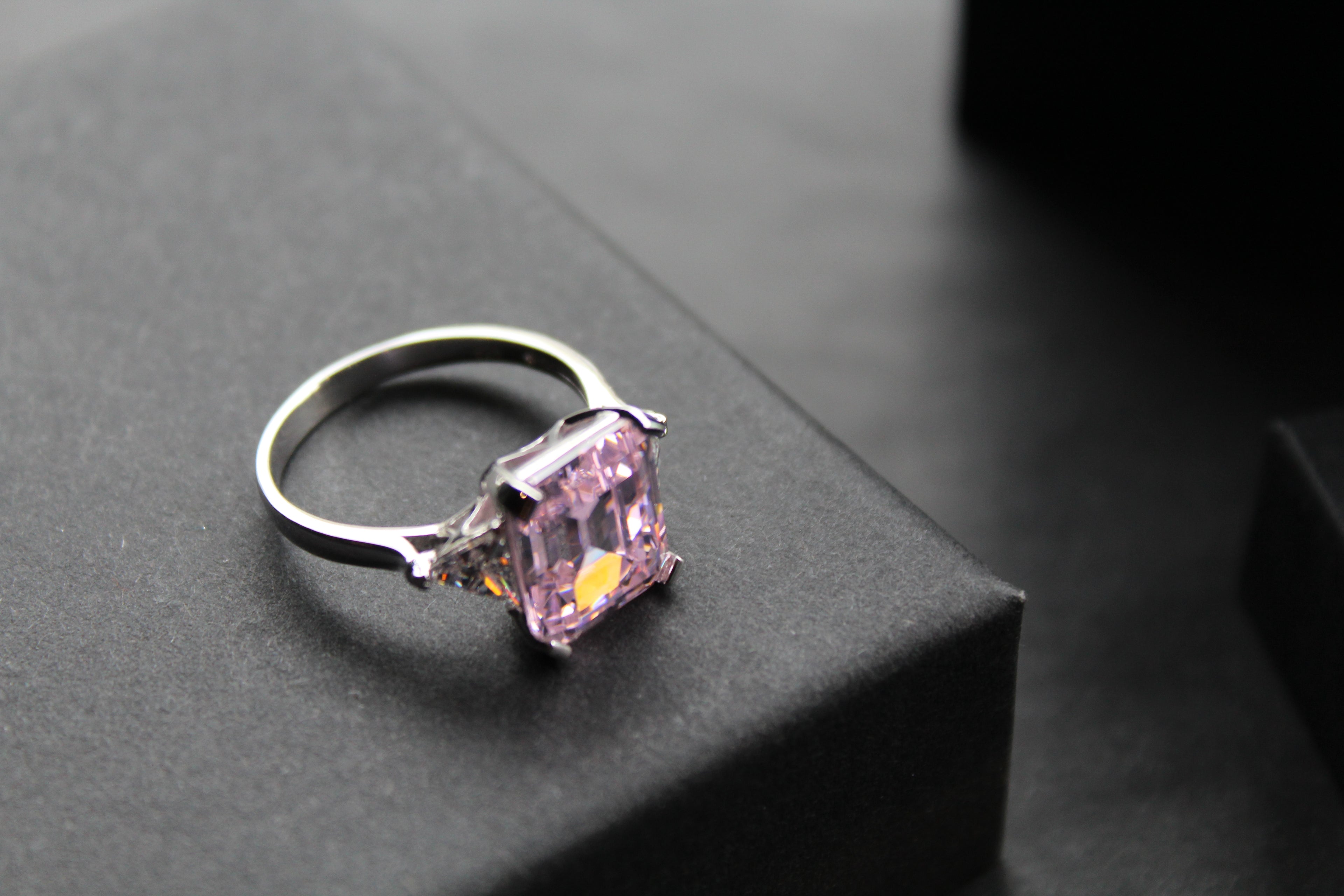 Silver & Pink Diamond CZ Vintage Style Ring