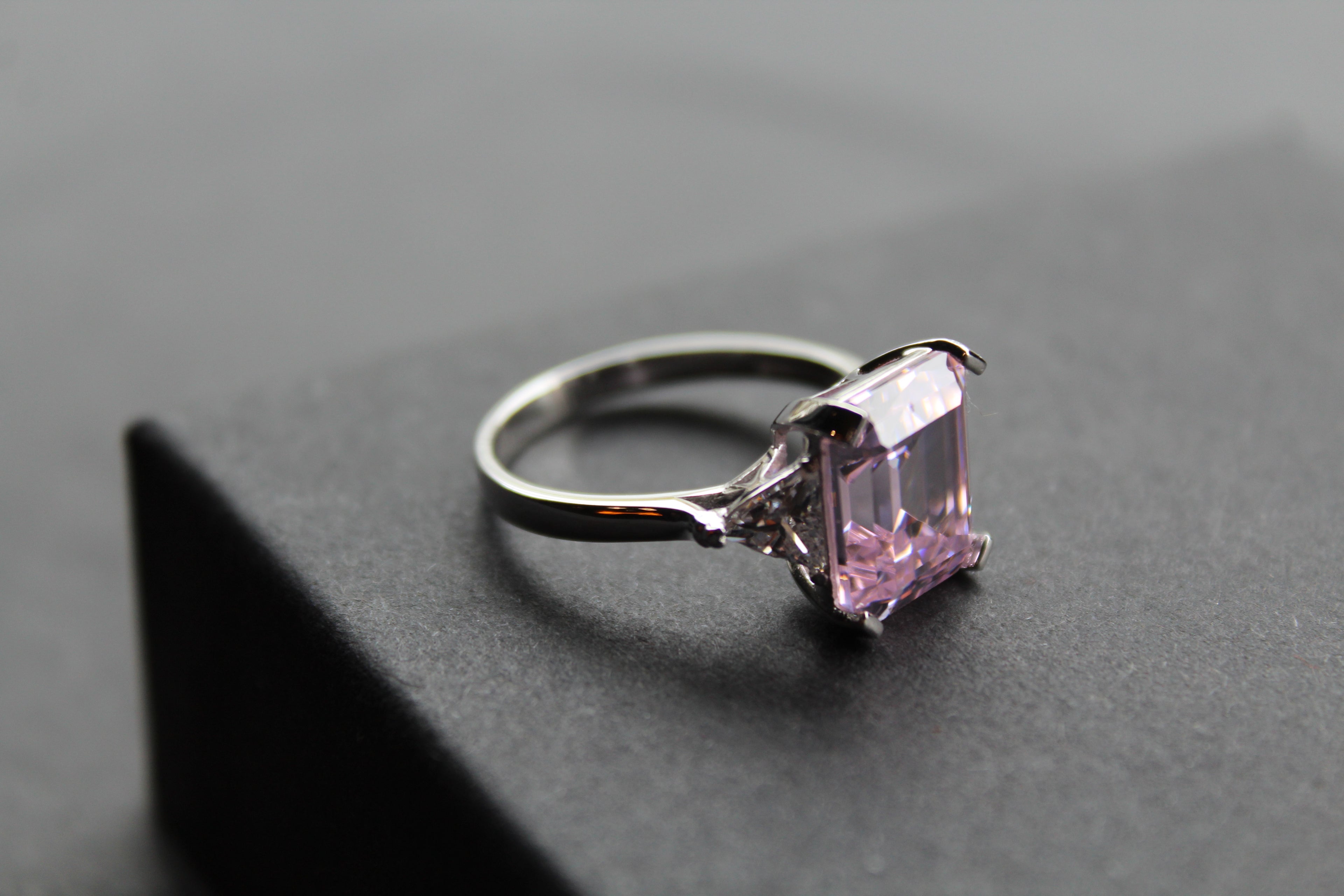 Silver & Pink Diamond CZ Vintage Style Ring
