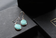Load image into Gallery viewer, Silver &amp; Turquoise Oval Drop Earrings
