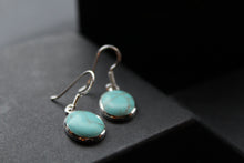 Load image into Gallery viewer, Silver &amp; Turquoise Oval Drop Earrings
