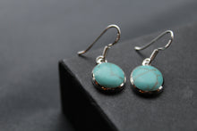 Load image into Gallery viewer, Silver &amp; Turquoise Oval Drop Earrings
