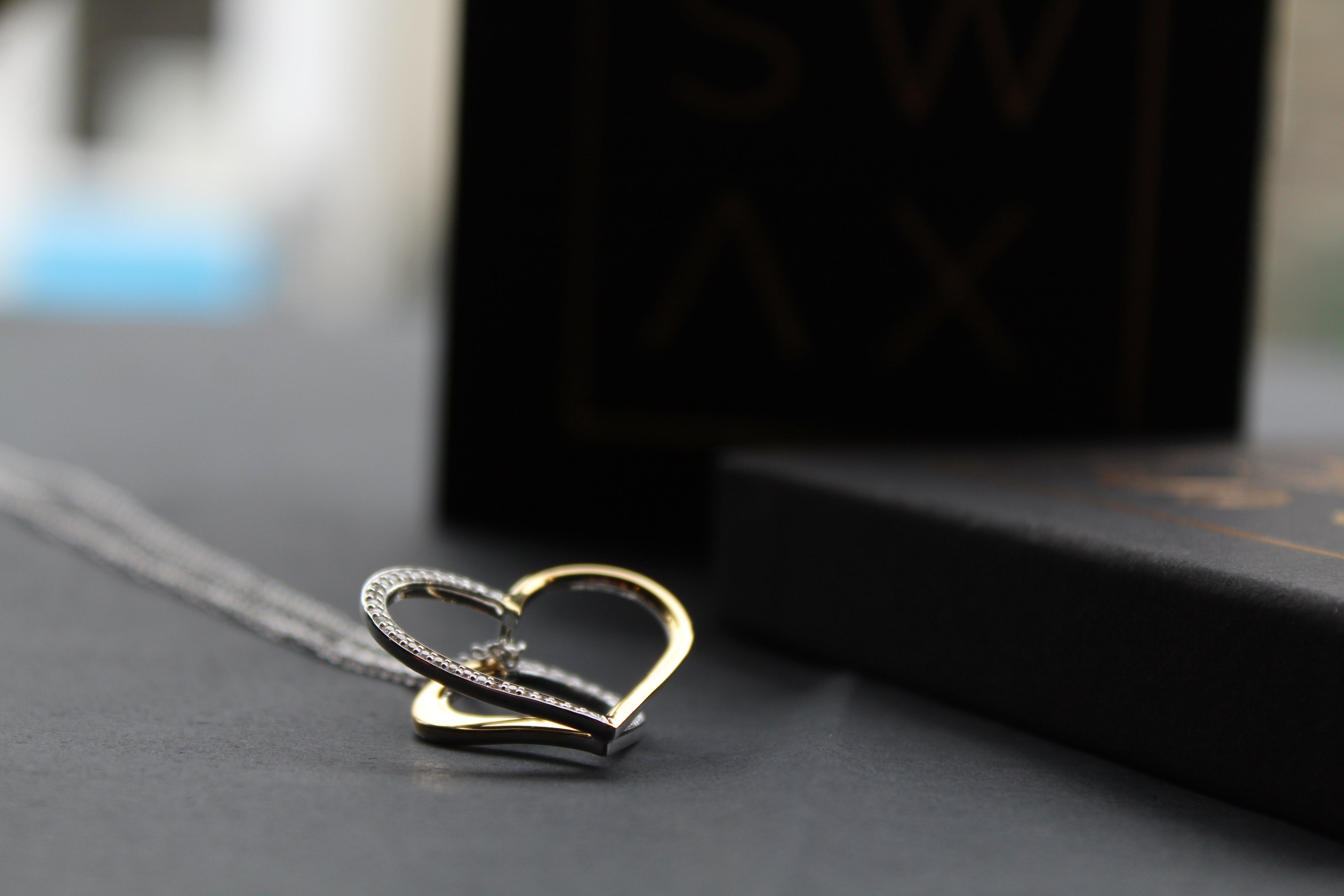 Silver & 18ct Gold Plate Heart with Clear CZ Stones