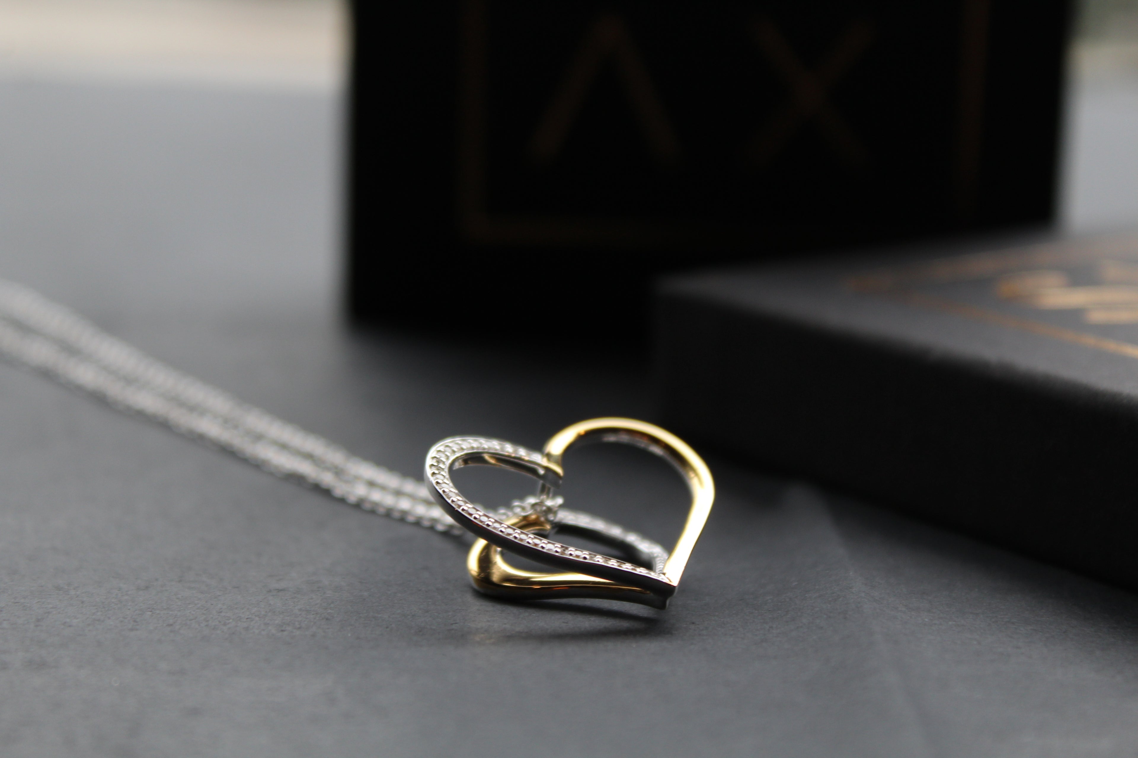 Silver & 18ct Gold Plate Heart with Clear CZ Stones