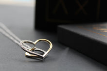 Load image into Gallery viewer, Silver &amp; 18ct Gold Plate Heart with Clear CZ Stones
