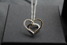 Load image into Gallery viewer, Silver &amp; 18ct Gold Plate Heart with Clear CZ Stones
