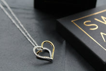 Load image into Gallery viewer, Silver &amp; 18ct Gold Plate Heart with Clear CZ Stones
