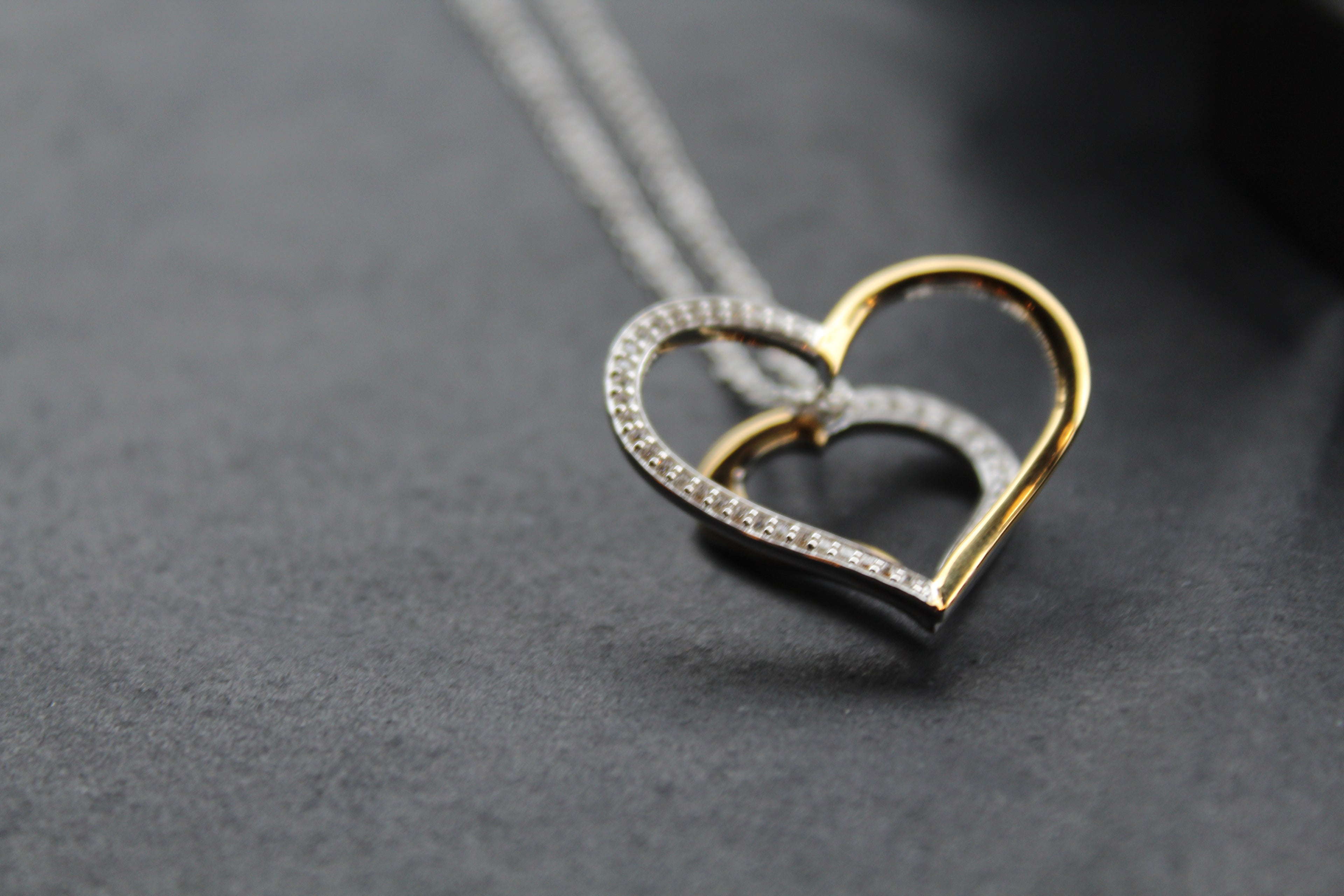 Silver & 18ct Gold Plate Heart with Clear CZ Stones