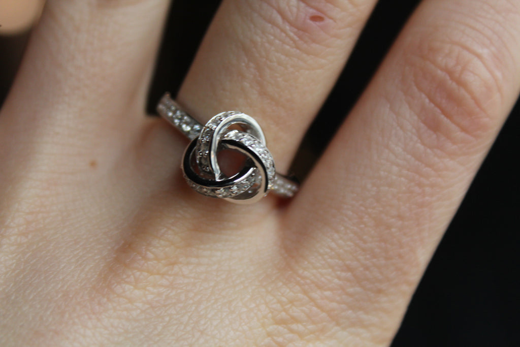 Silver and Clear CZ Knot Ring