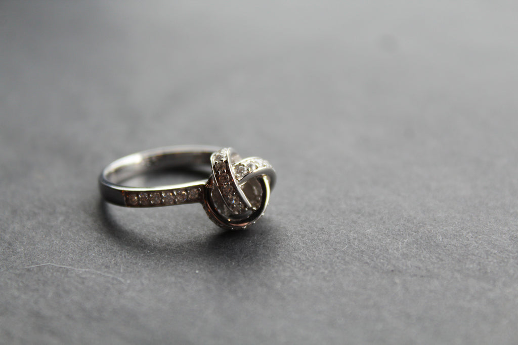 Silver and Clear CZ Knot Ring