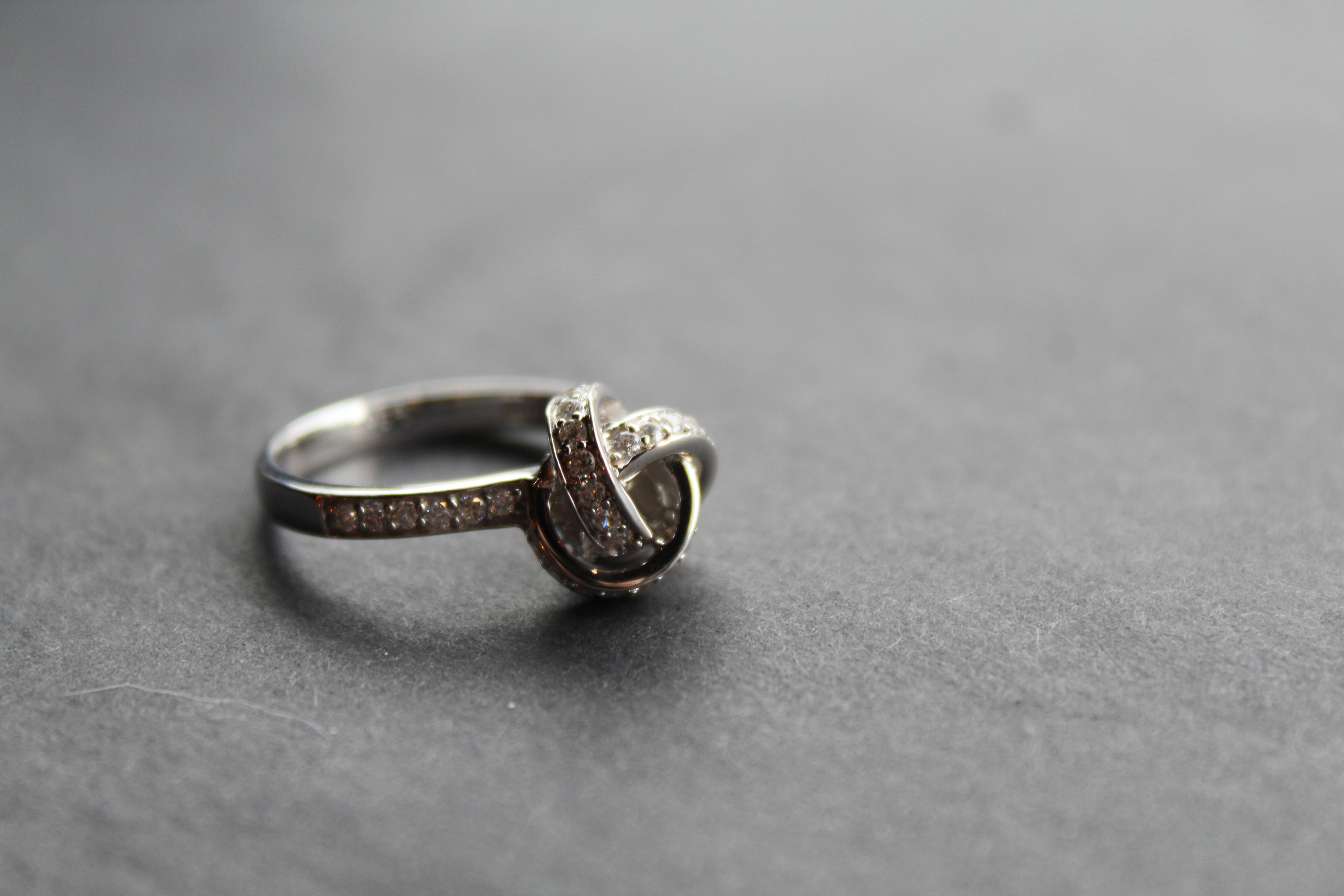 Silver and Clear CZ Knot Ring