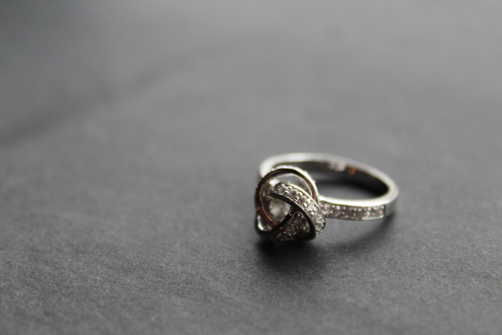 Silver and Clear CZ Knot Ring