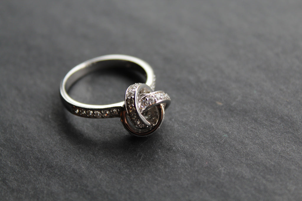 Silver and Clear CZ Knot Ring