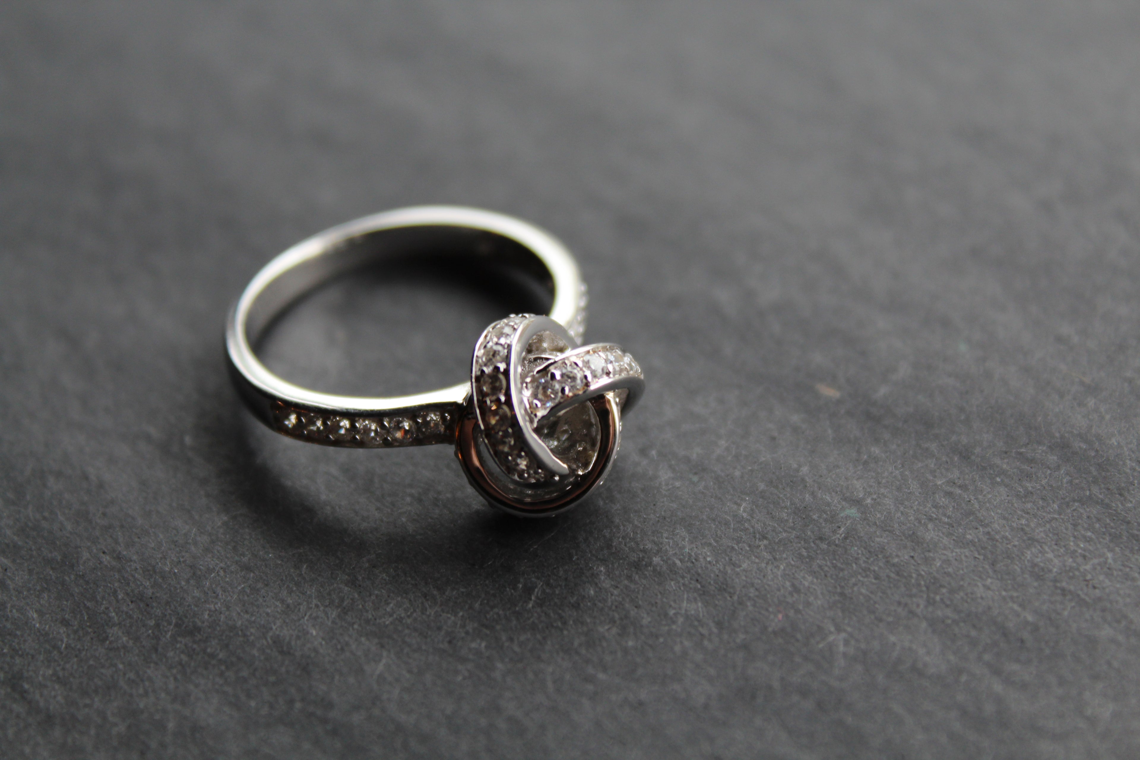 Silver and Clear CZ Knot Ring