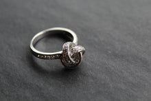Load image into Gallery viewer, Silver and Clear CZ Knot Ring
