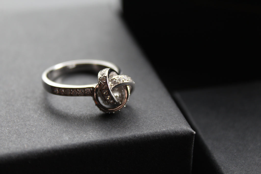 Silver and Clear CZ Knot Ring