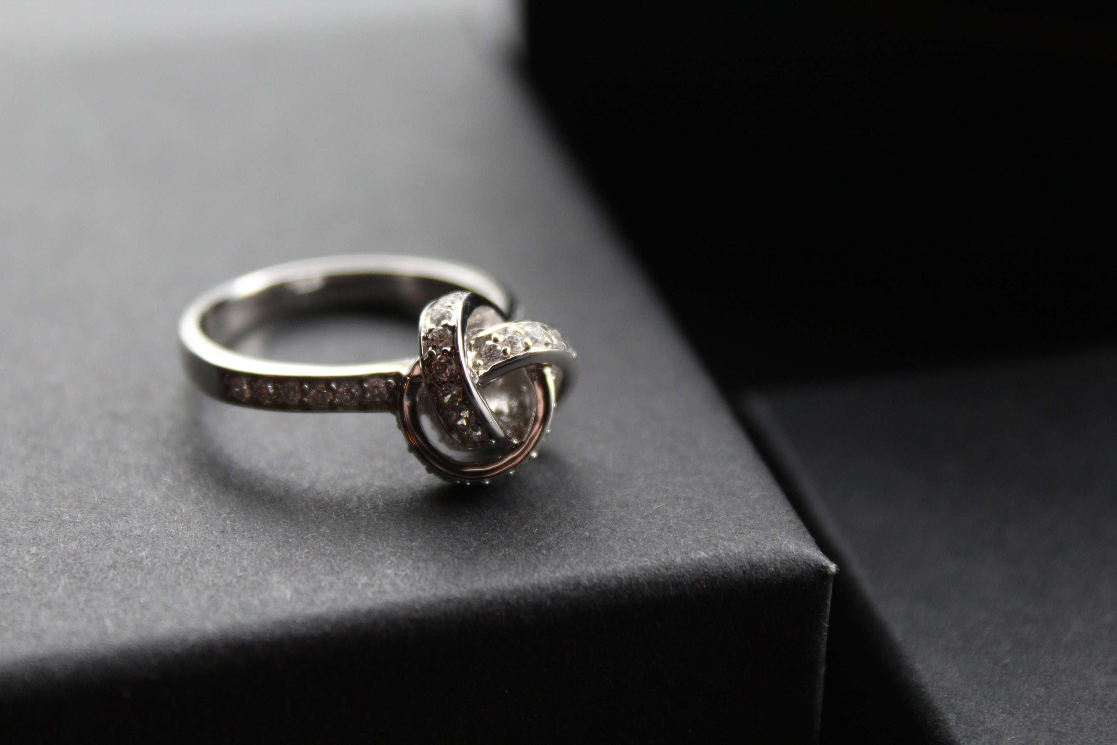 Silver and Clear CZ Knot Ring