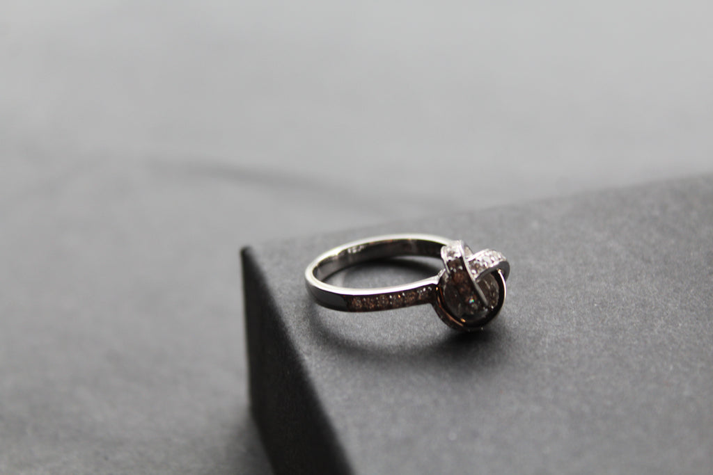Silver and Clear CZ Knot Ring