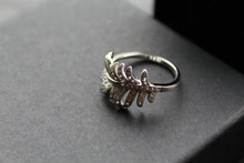 Load image into Gallery viewer, Silver &amp; Clear CZ Feather Ring
