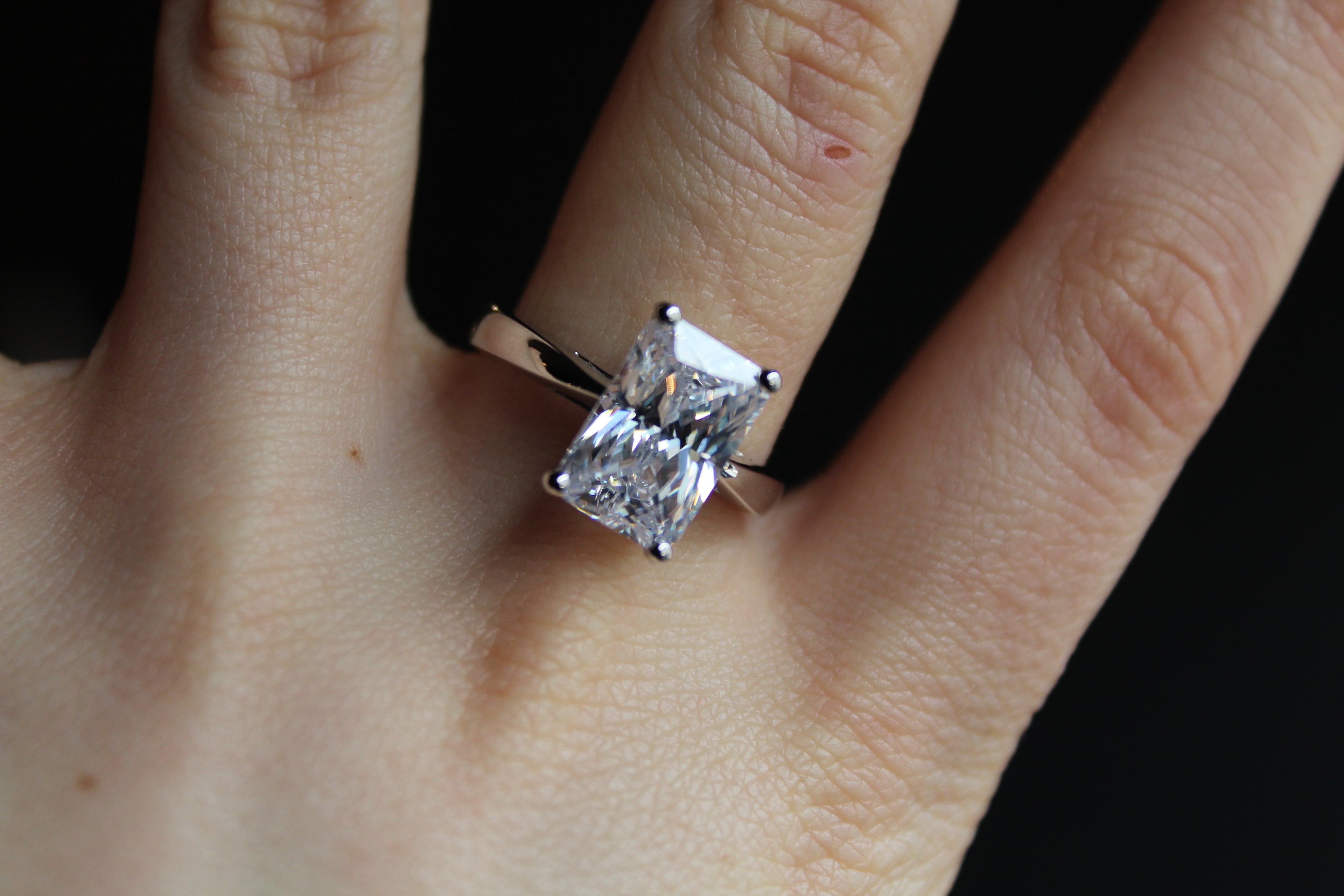Silver Clear Oblong CZ Solitaire Ring