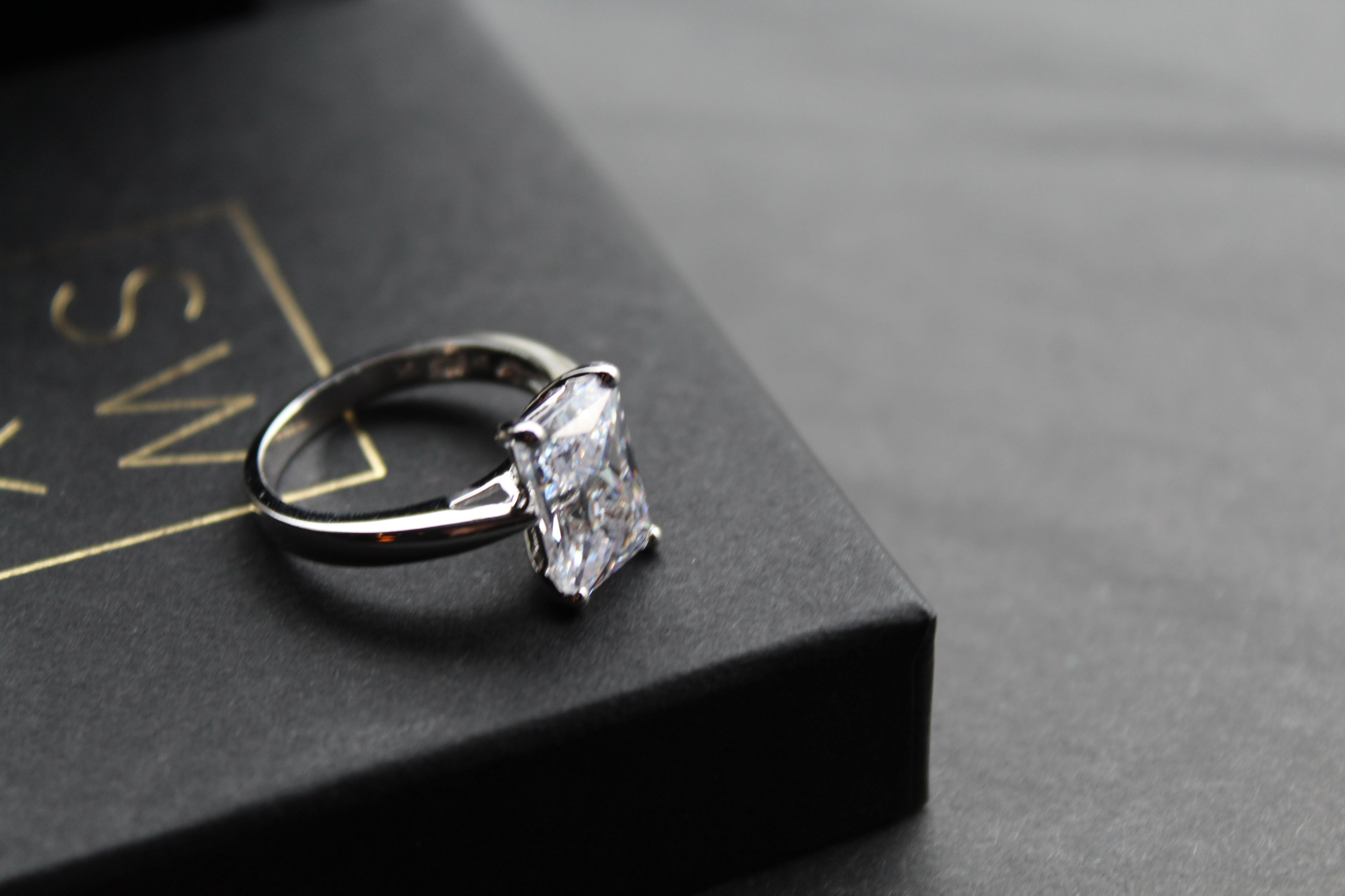Silver Clear Oblong CZ Solitaire Ring