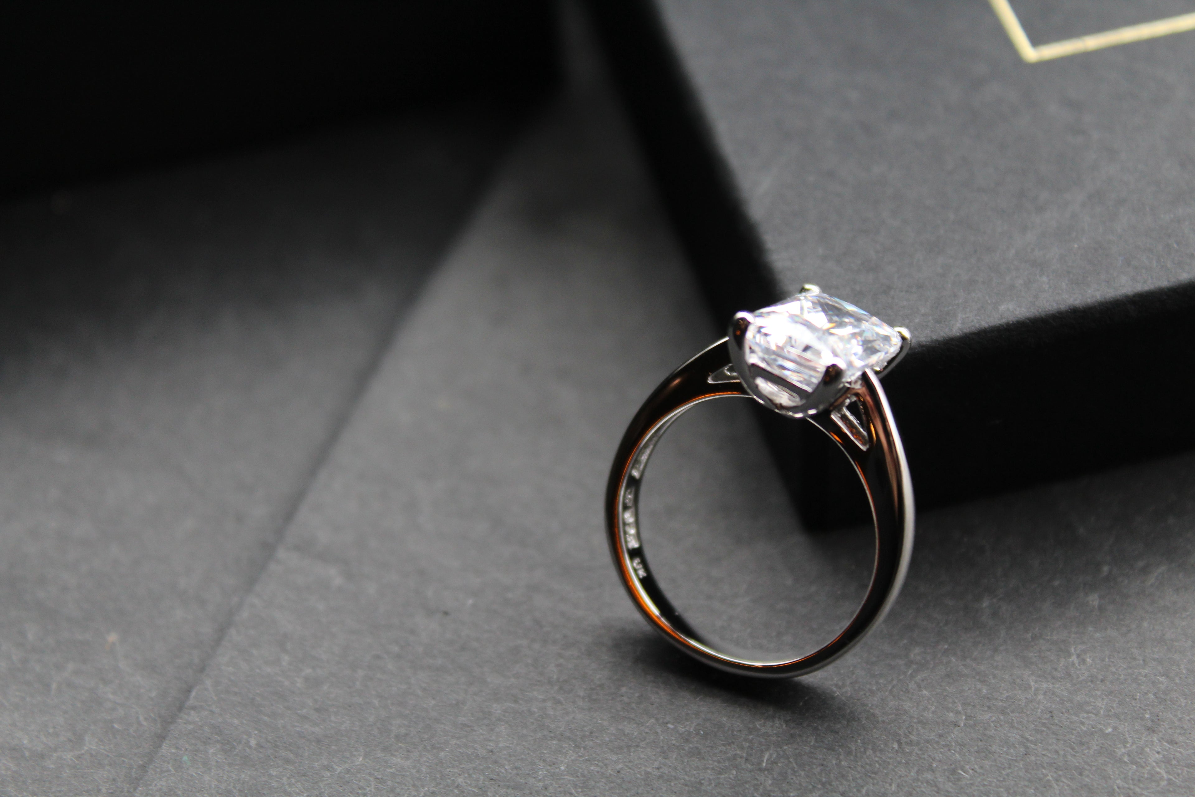 Silver Clear Oblong CZ Solitaire Ring