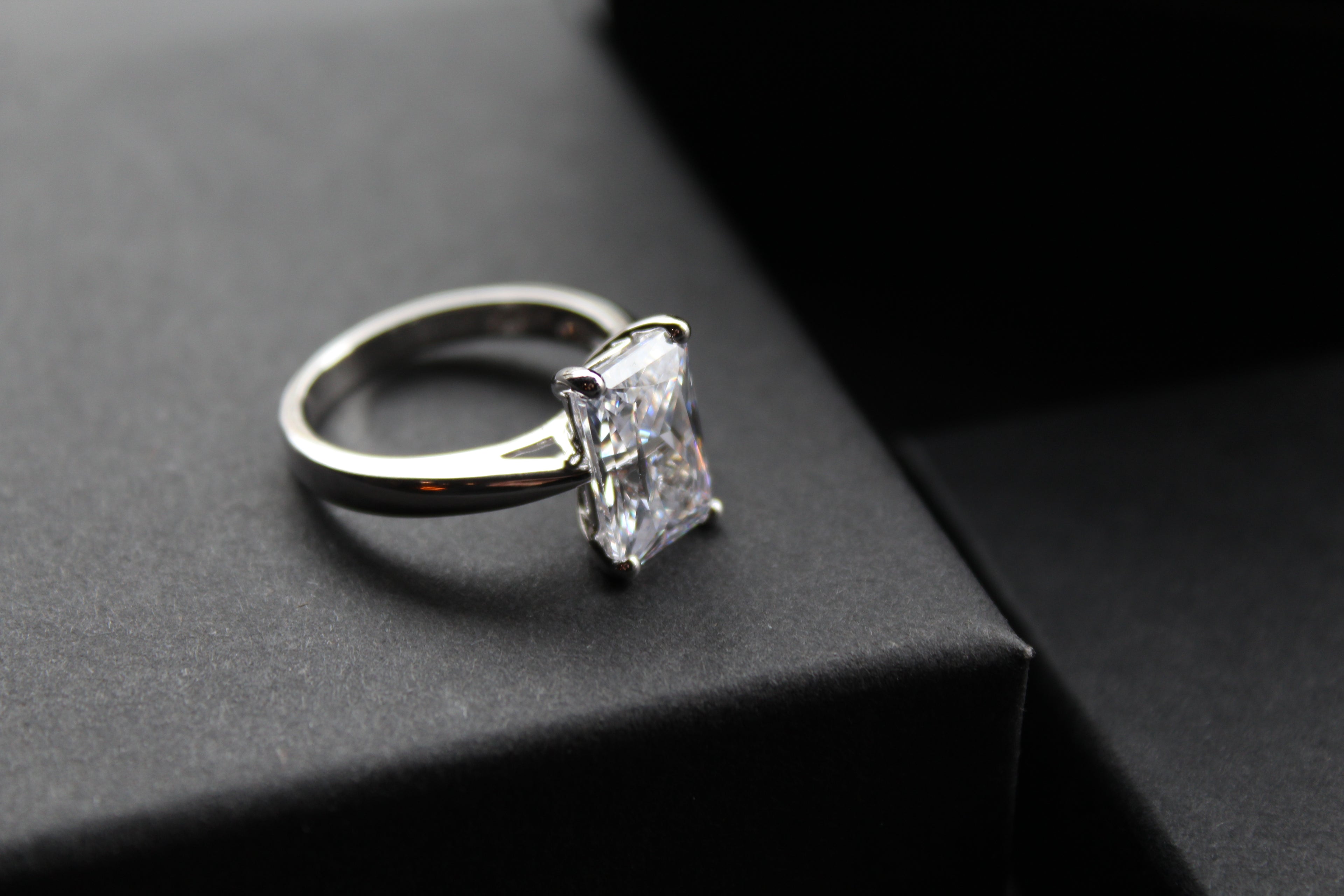 Silver Clear Oblong CZ Solitaire Ring