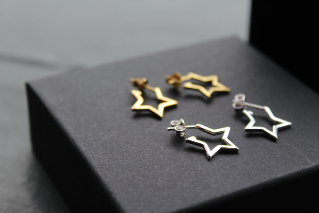 Small Plain Open Star Stud Hoops