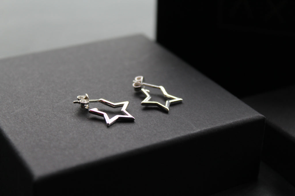 Small Plain Open Star Stud Hoops