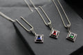Square Cubic Zirconia Marcasite Necklaces