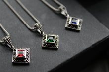 Load image into Gallery viewer, Square Cubic Zirconia Marcasite Necklaces
