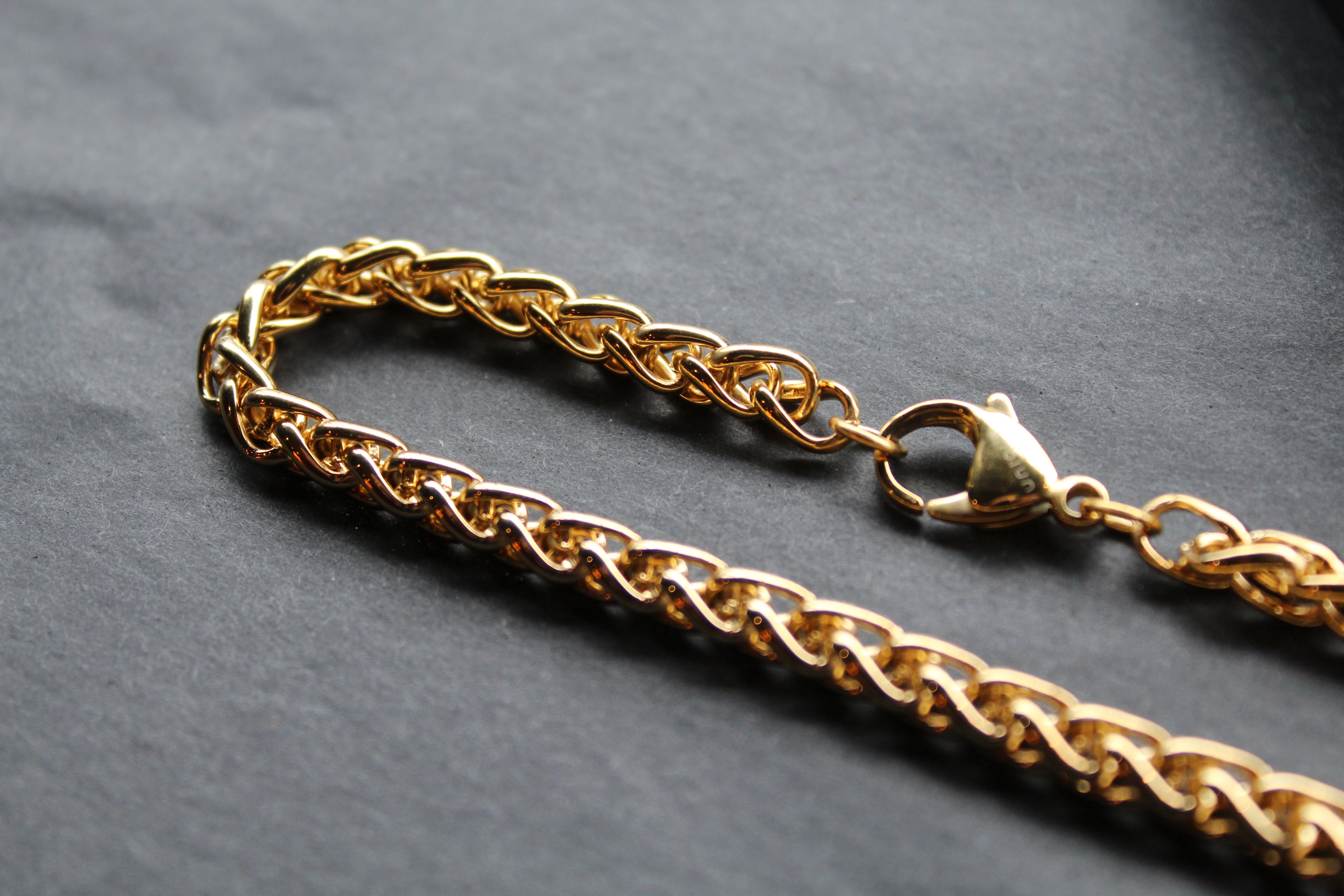 Stainless Steel Bracelet with Gold IP Tight Chain