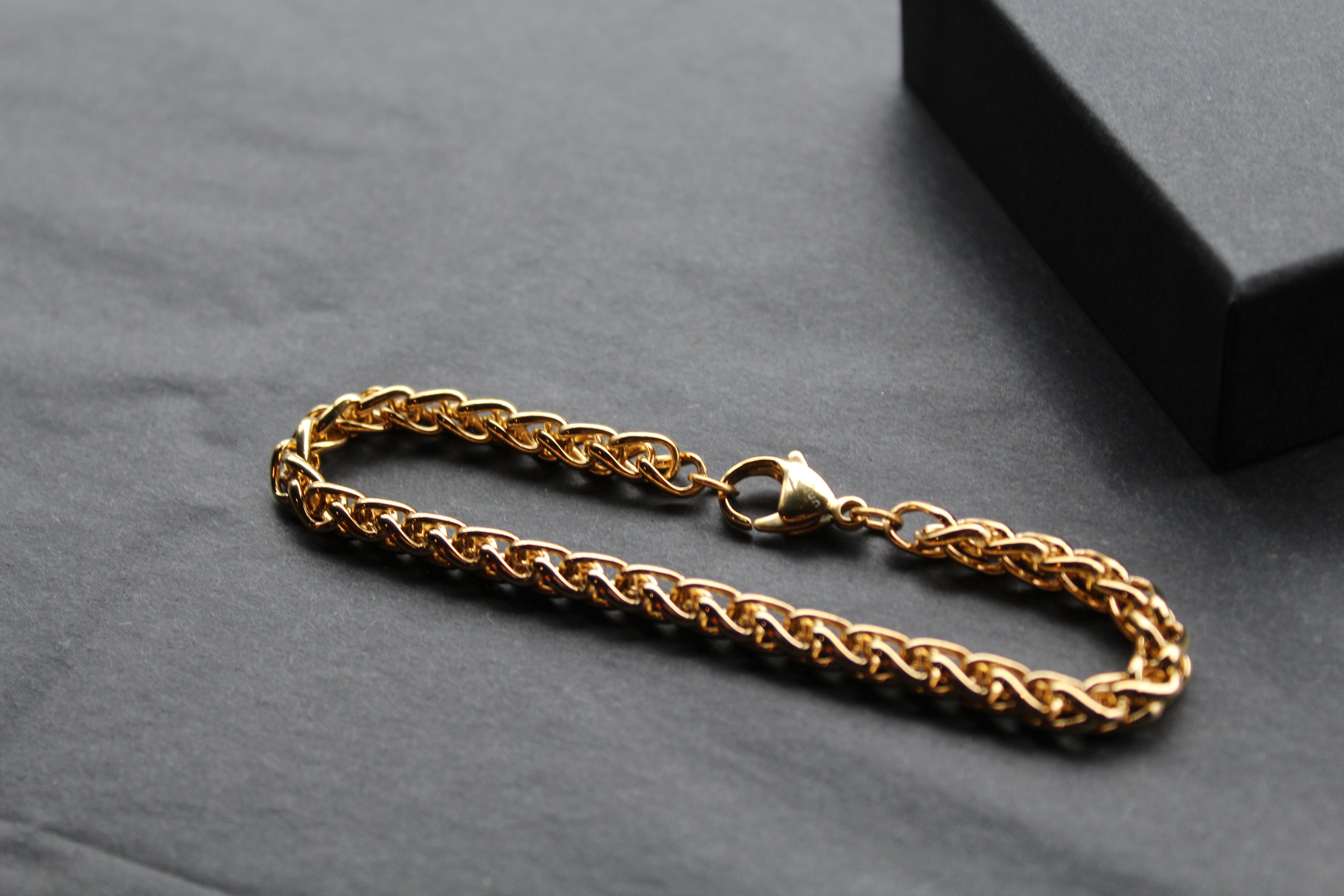 Stainless Steel Bracelet with Gold IP Tight Chain