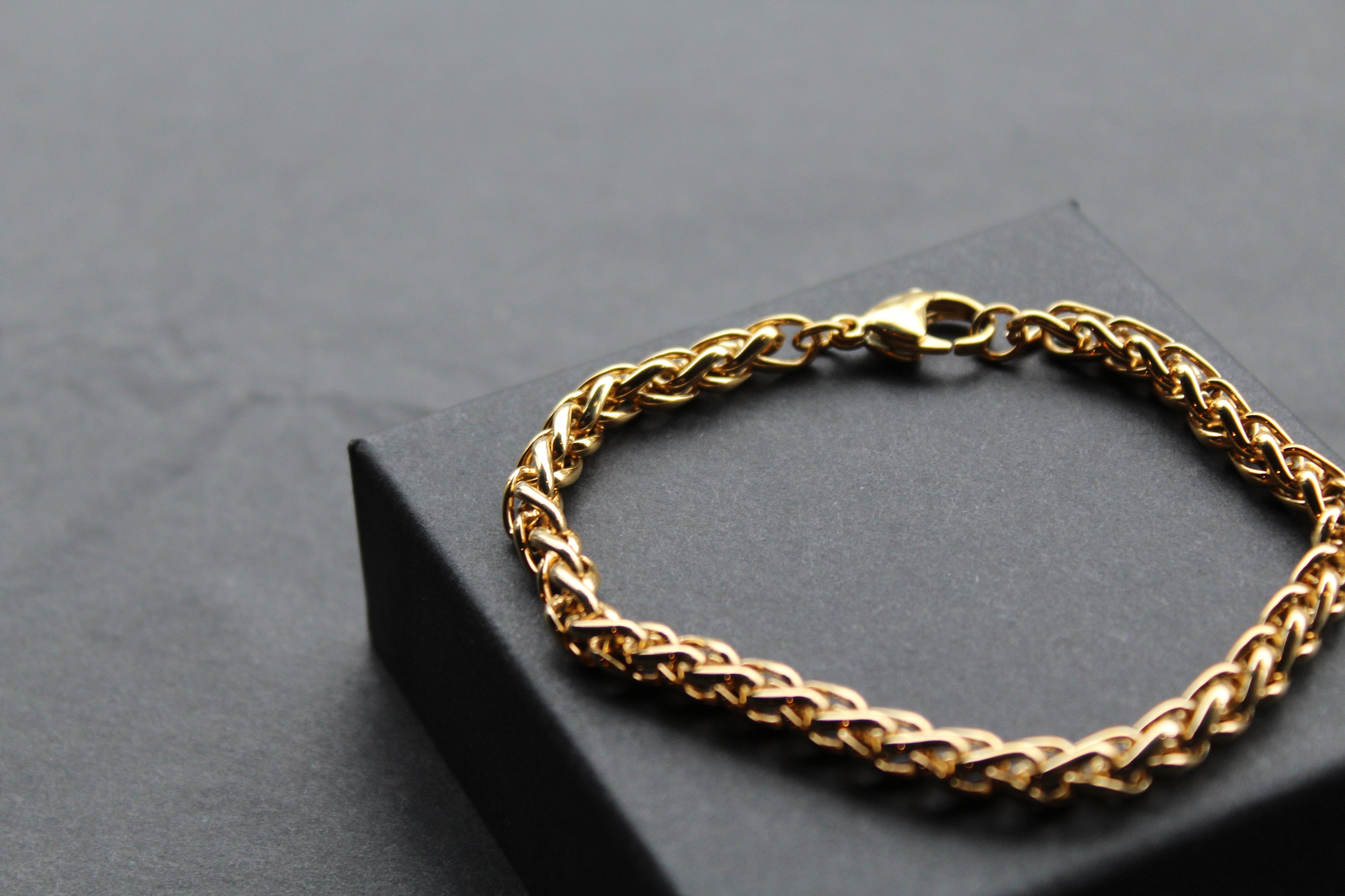 Stainless Steel Bracelet with Gold IP Tight Chain
