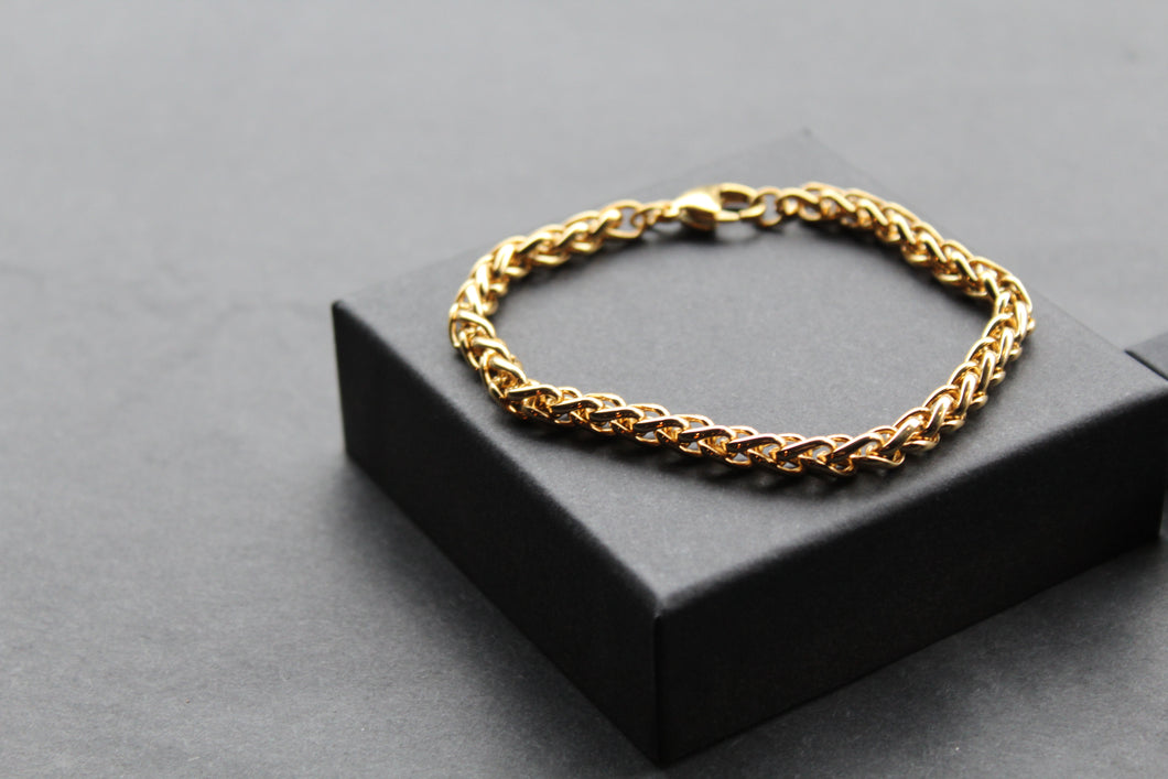 Stainless Steel Bracelet with Gold IP Tight Chain