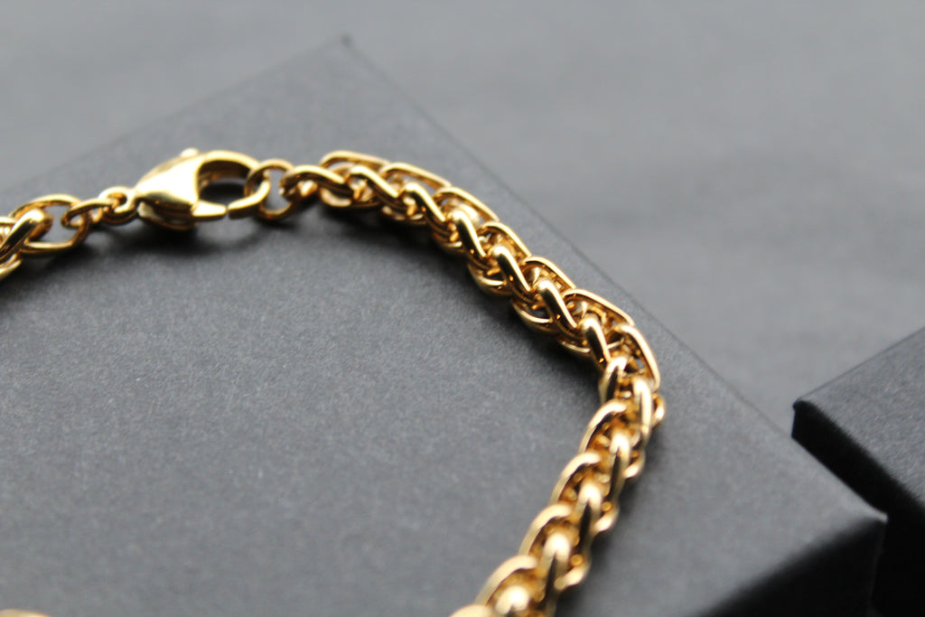 Stainless Steel Bracelet with Gold IP Tight Chain