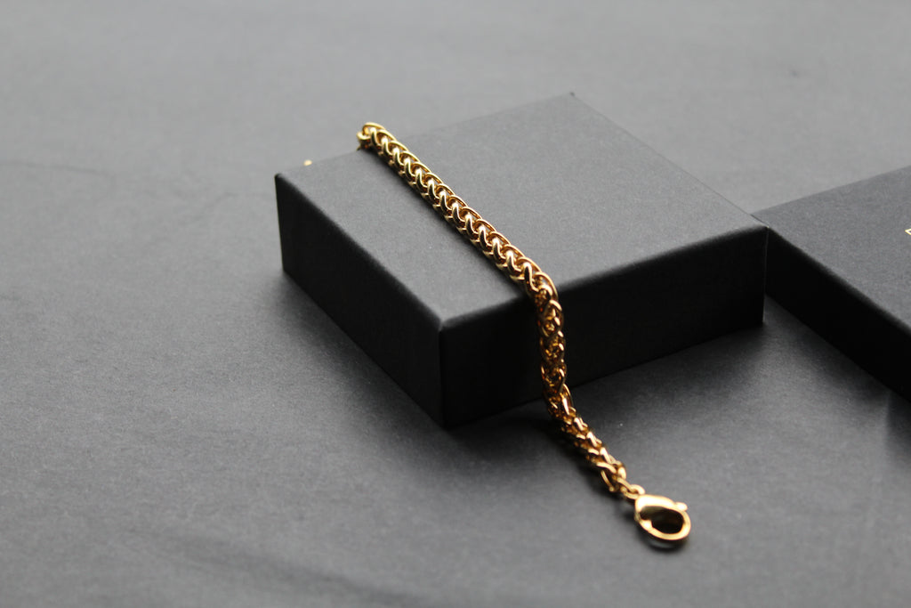 Stainless Steel Bracelet with Gold IP Tight Chain