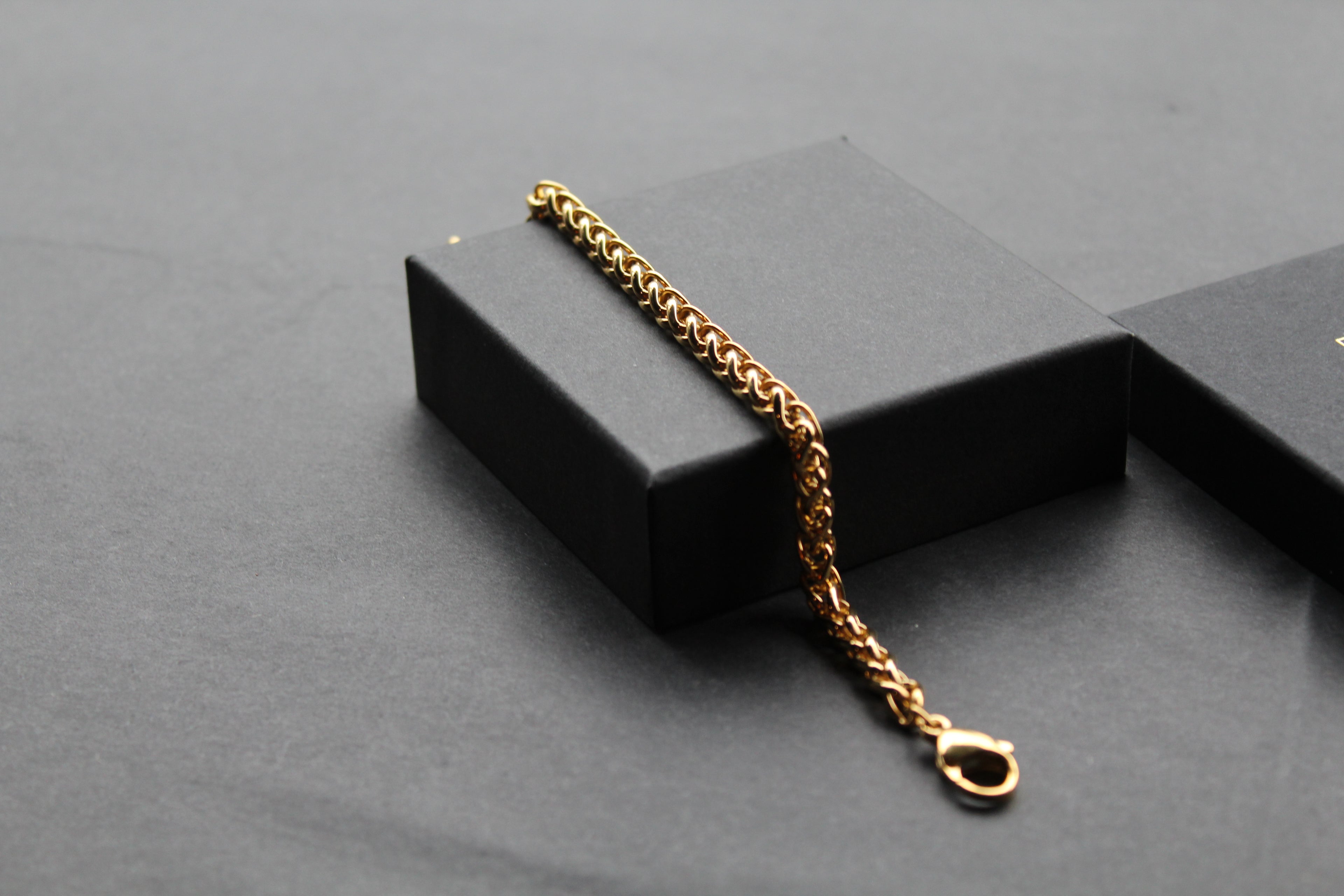 Stainless Steel Bracelet with Gold IP Tight Chain