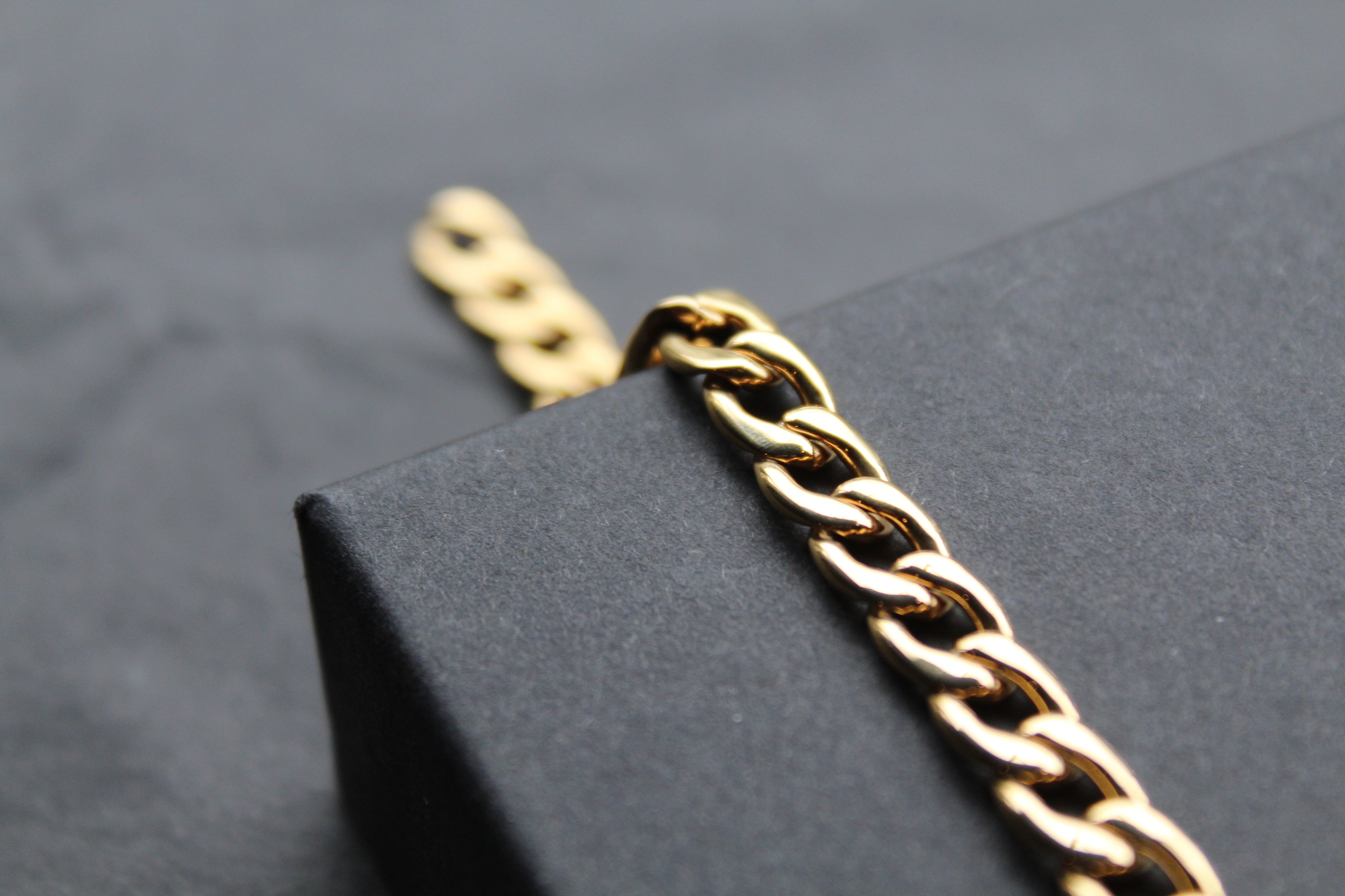 Stainless Steel Polished Bracelet Yellow Gold IP Open Chain
