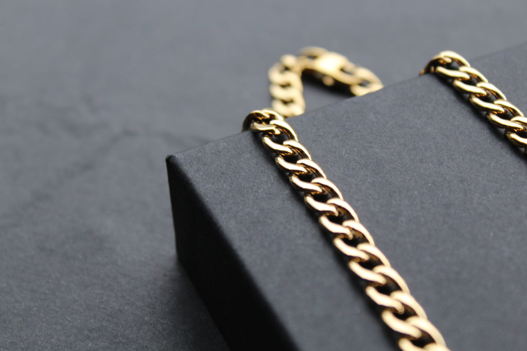 Stainless Steel Polished Necklace Gold IP Open Chain