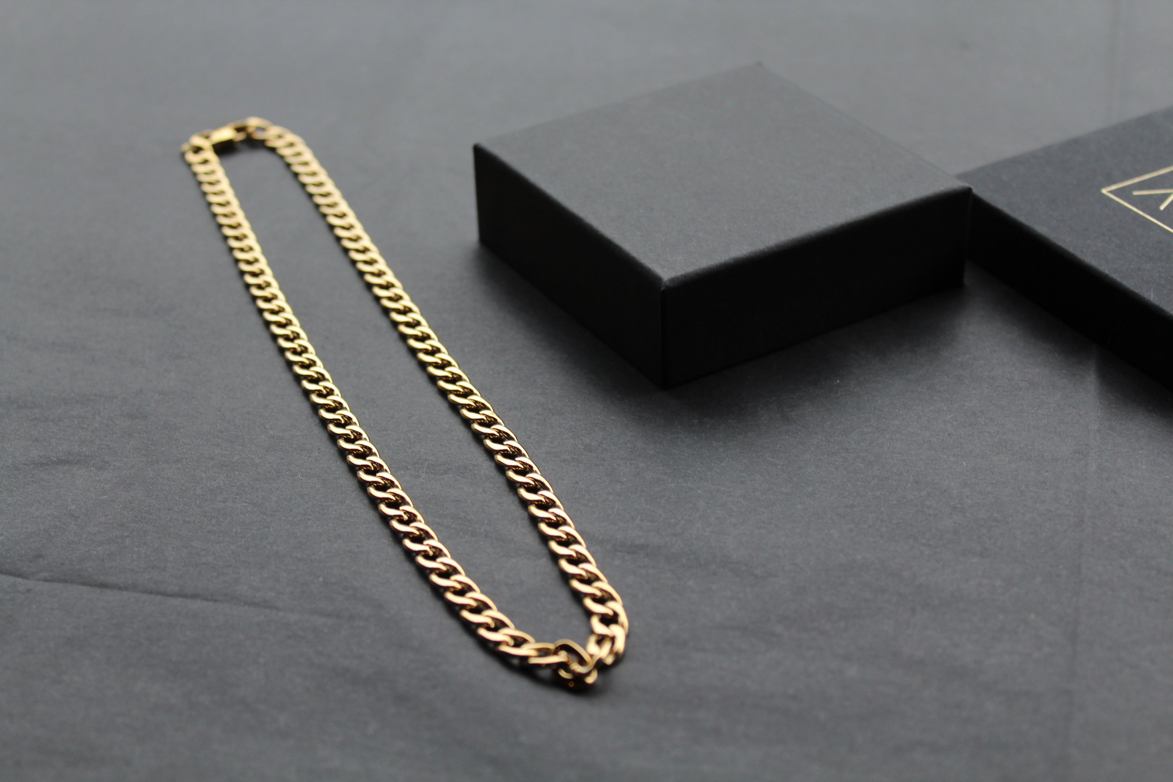 Stainless Steel Polished Necklace Gold IP Open Chain