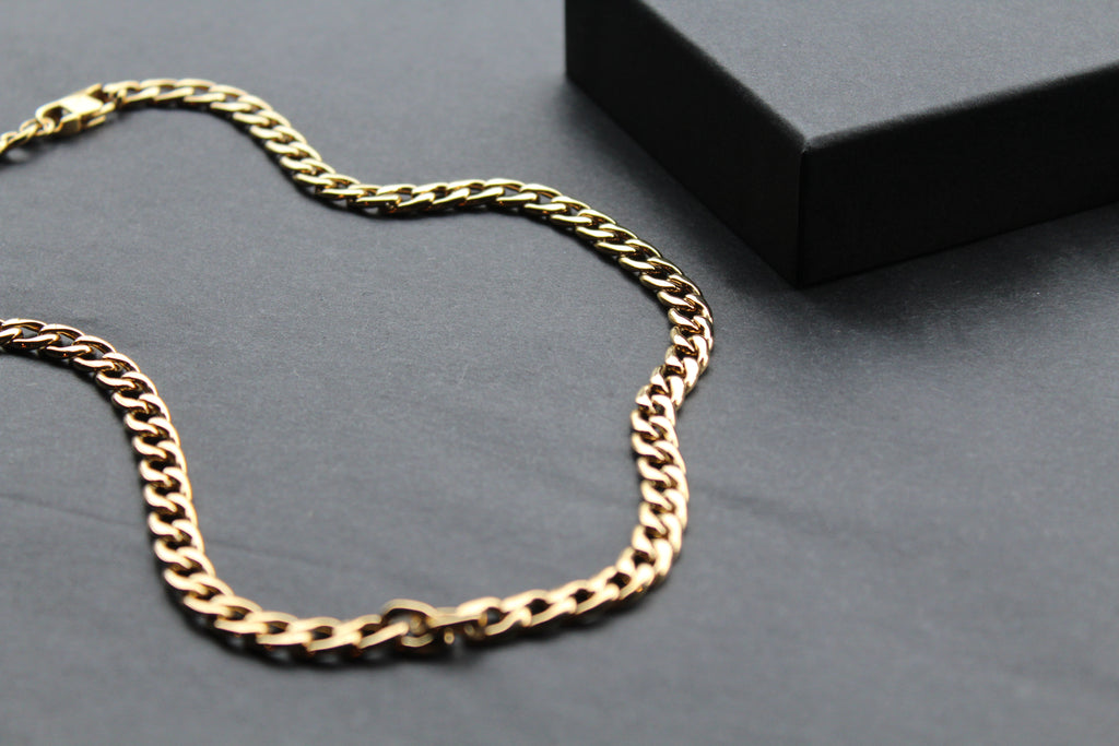 Stainless Steel Polished Necklace Gold IP Open Chain