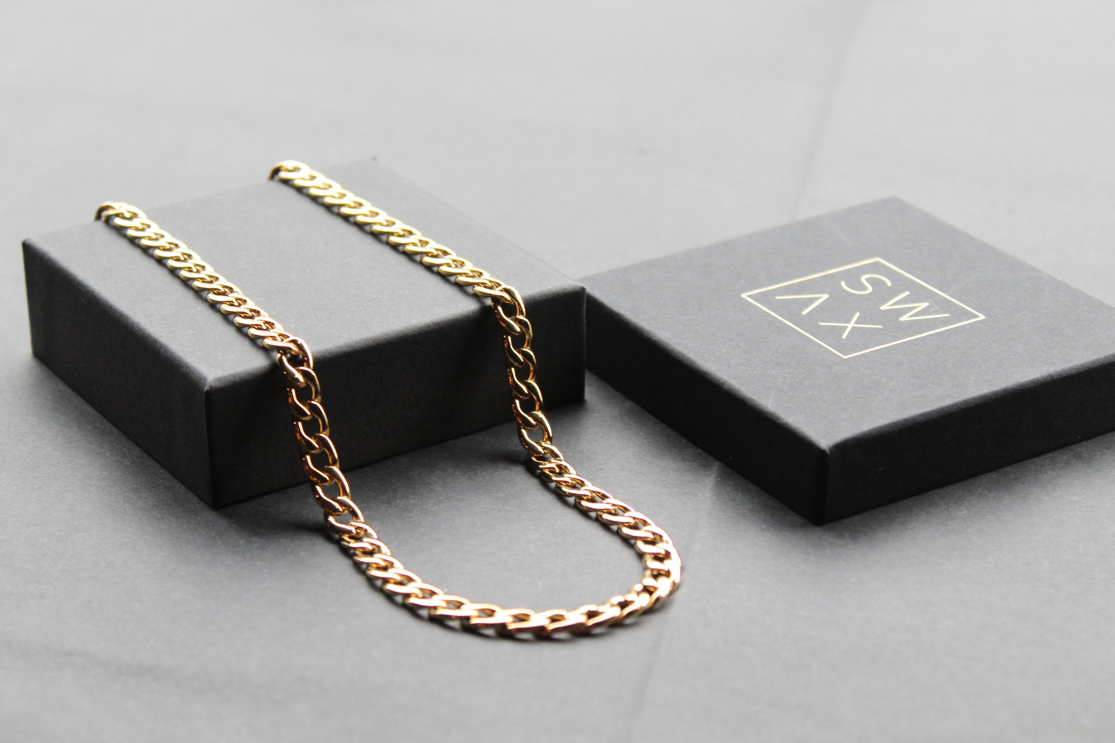 Stainless Steel Polished Necklace Gold IP Open Chain