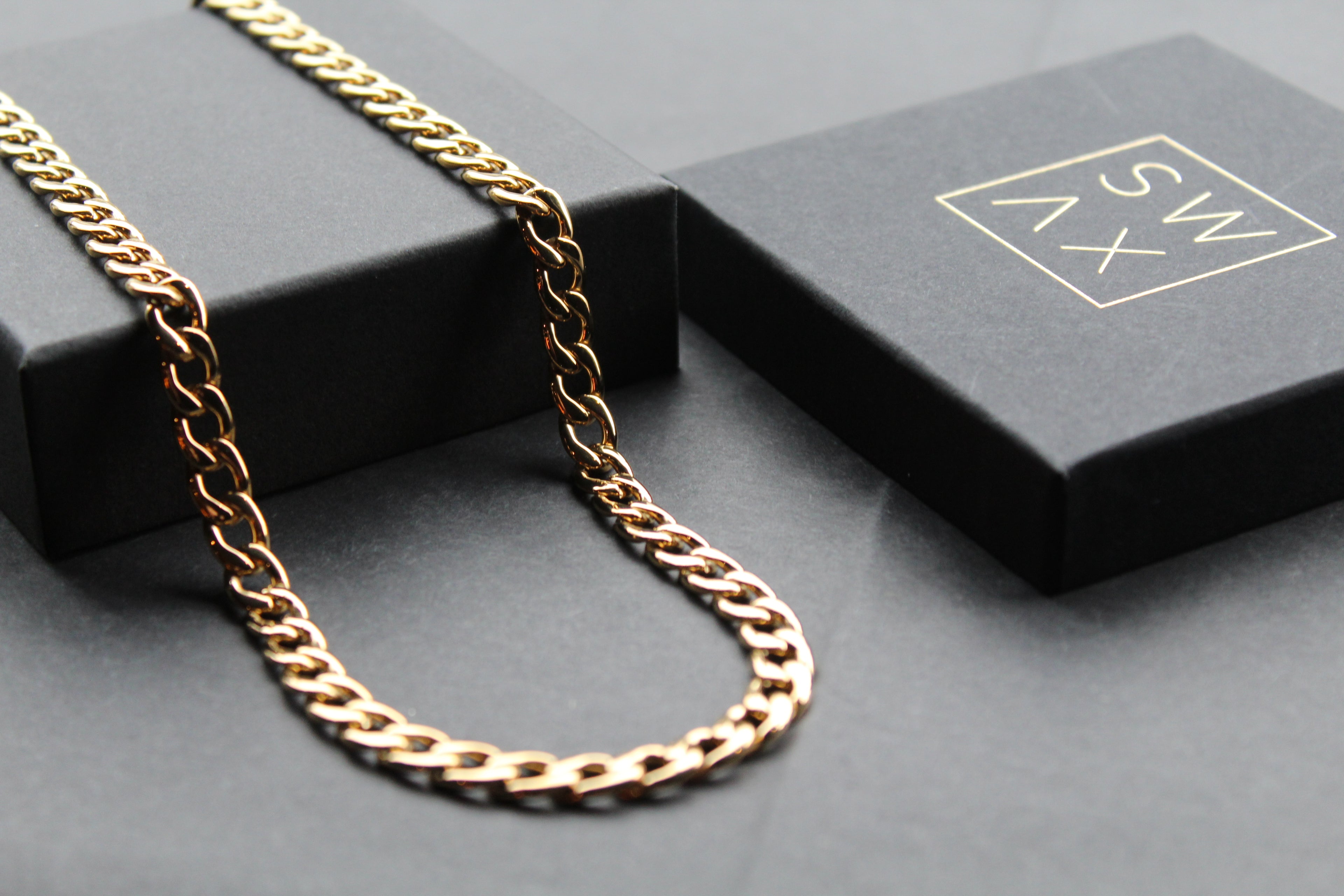 Stainless Steel Polished Necklace Gold IP Open Chain